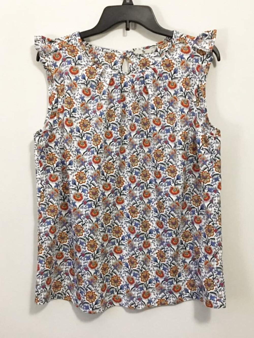 Tu UK Brand Floral Paisley Sleeveless Blouse Flutter Shoulder Size 14